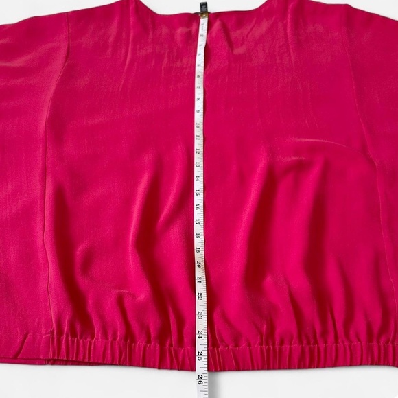 Eileen Fisher Silk Georgette V-Neck Top 3X Fuchsia Pink Lagenlook Minimalist - Picture 4 of 8